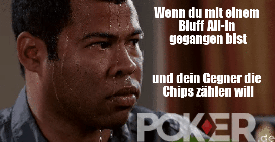 Poker Spieler wird nach einem All In nerv&ouml;s